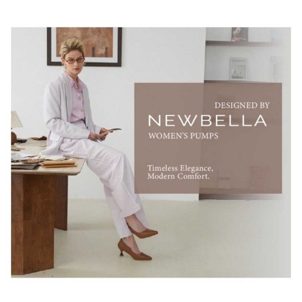 NEWBELLA Women's Kitten Heels Pumps Pointed Toe Slip On Dress Shoes Size 10 Work - Picture 7 of 15